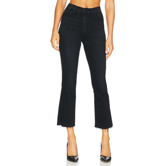 Mother The Hustler Ankle Fray Jeans in Encounters at Night Black Cropped Size 24 - Picture 1 of 9